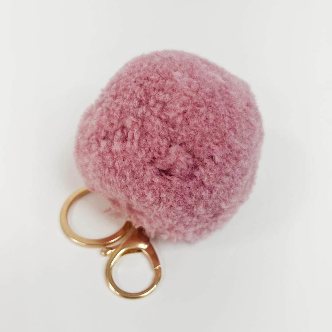 Pom Pom keyring / bag charm - calamine pink