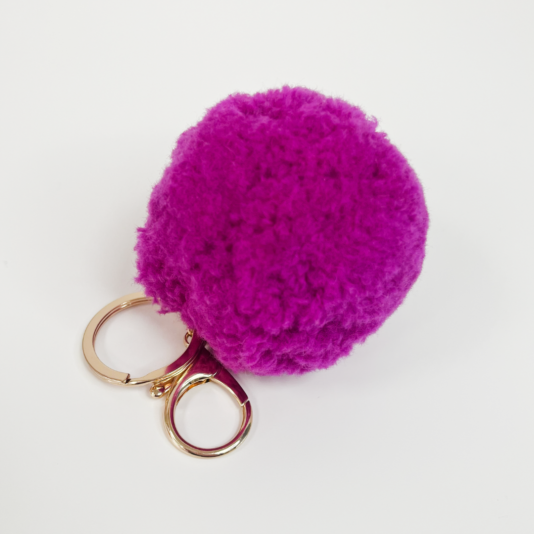 Pom Pom keyring / bag charm - honesty pink