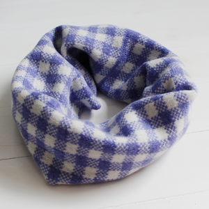 Gingham cowl - water iris and white (MADE TO ORDER)