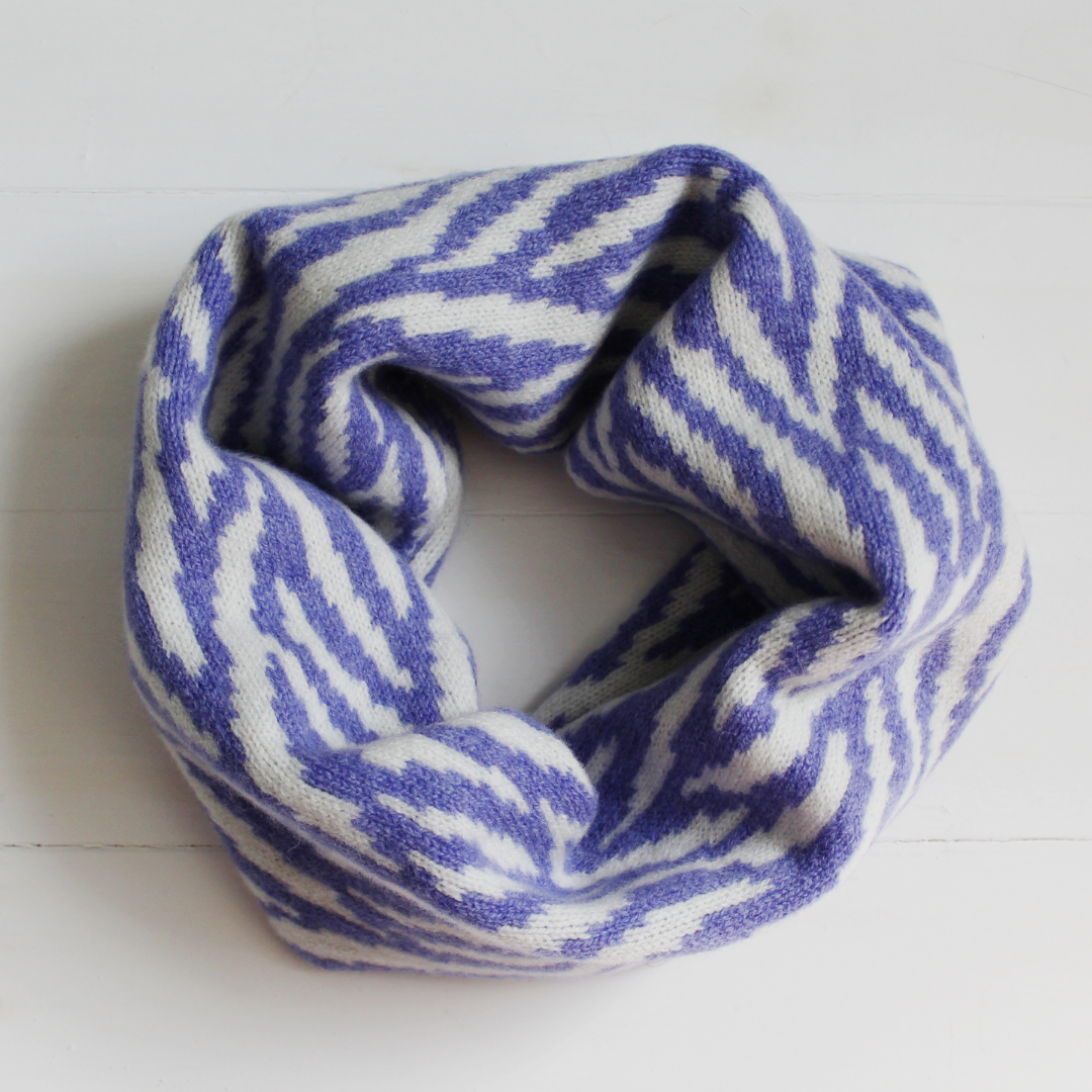 Zebra cowl - water iris and white