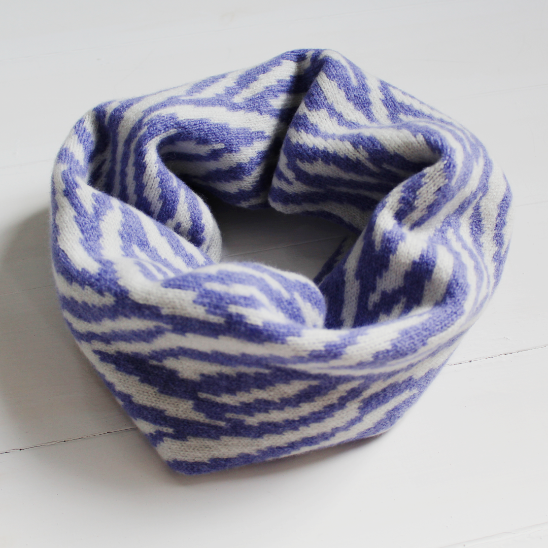 Zebra cowl - water iris and white