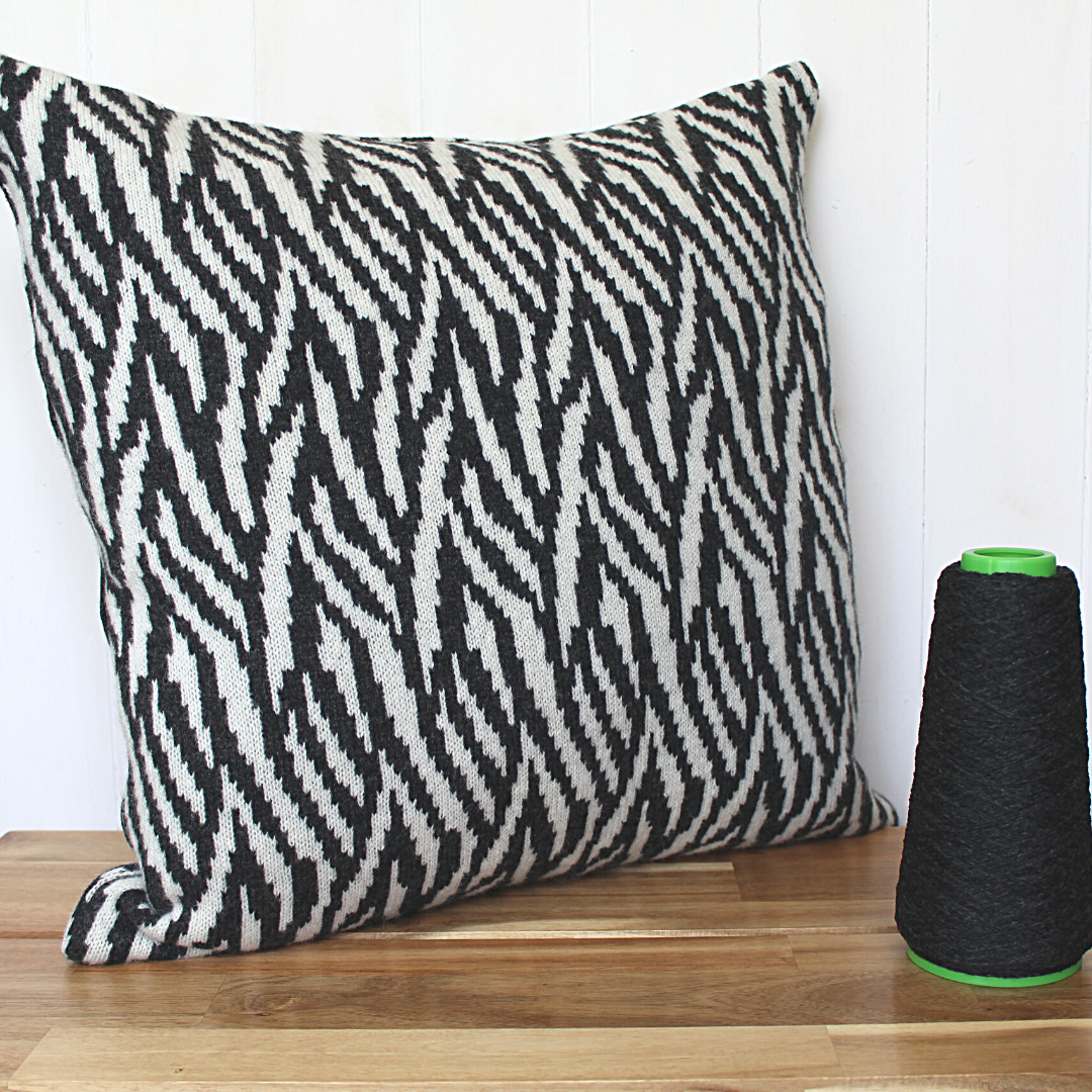 Zebra knitted cushion - monochrome