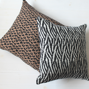 Zebra knitted cushion - monochrome