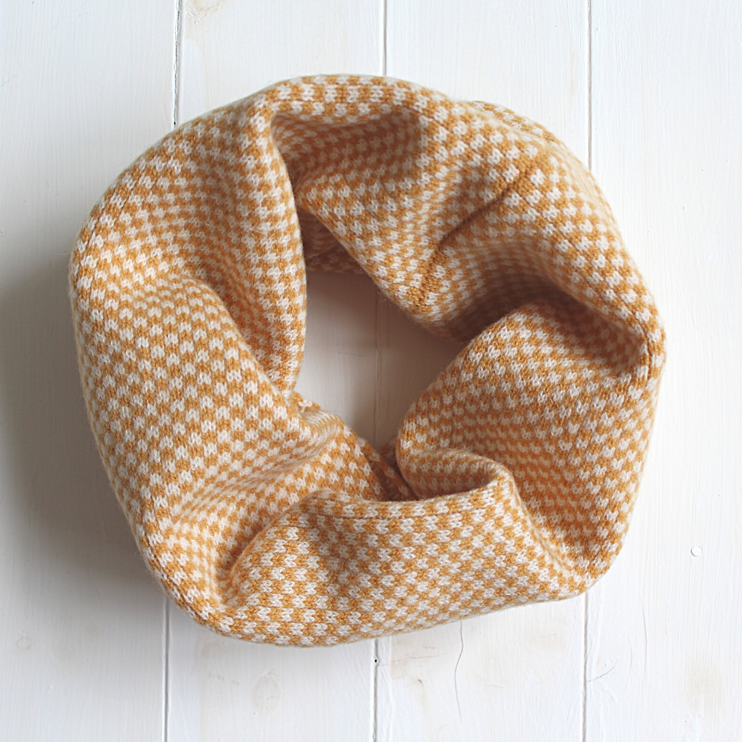 Checked cowl - mustard and white (MADE TO ORDER)