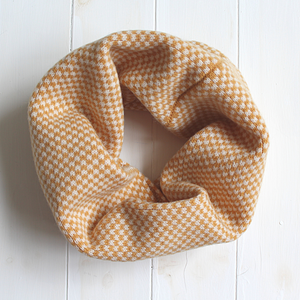 Checked cowl - mustard and white (MADE TO ORDER)