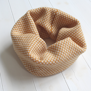 Checked cowl - mustard and white (MADE TO ORDER)
