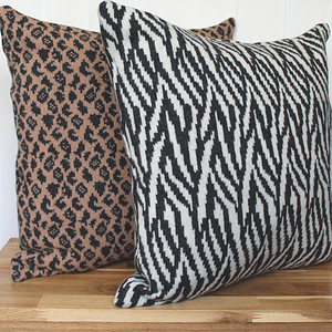 Zebra knitted cushion - monochrome