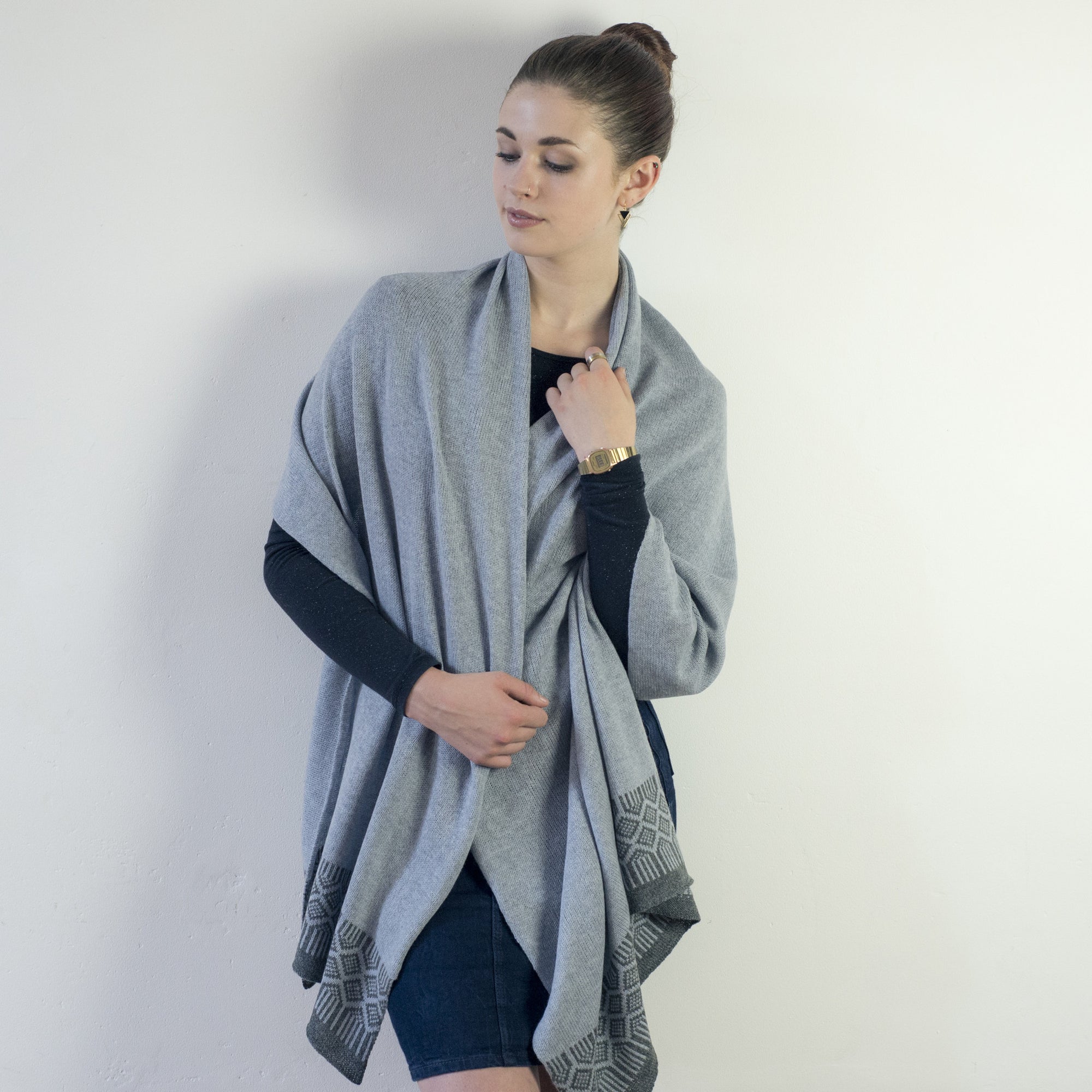 Lambswool wrap - seal and cliff (MADE TO ORDER)