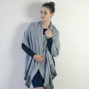 Lambswool wrap - seal and cliff (MADE TO ORDER)