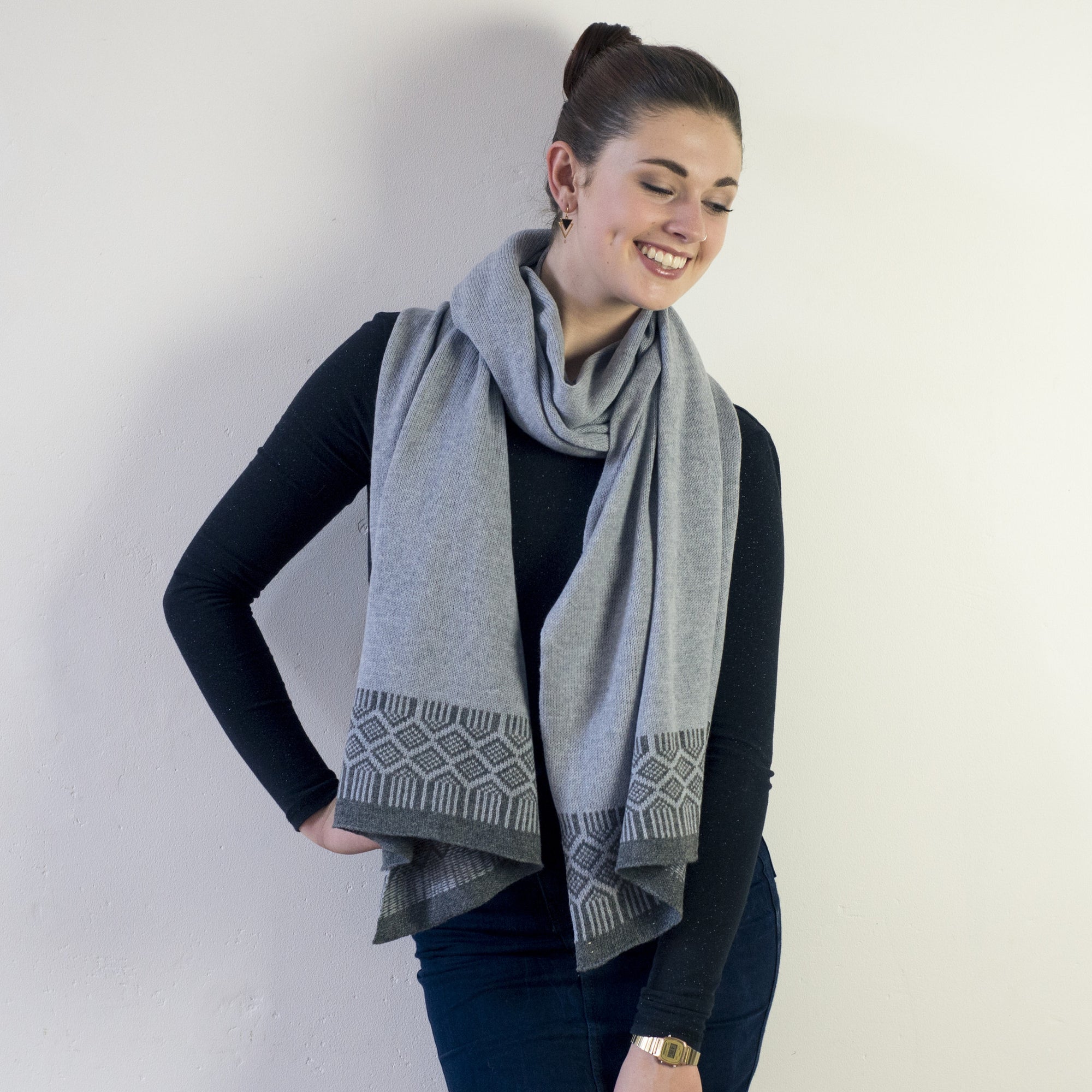Lambswool wrap - seal and cliff (MADE TO ORDER)