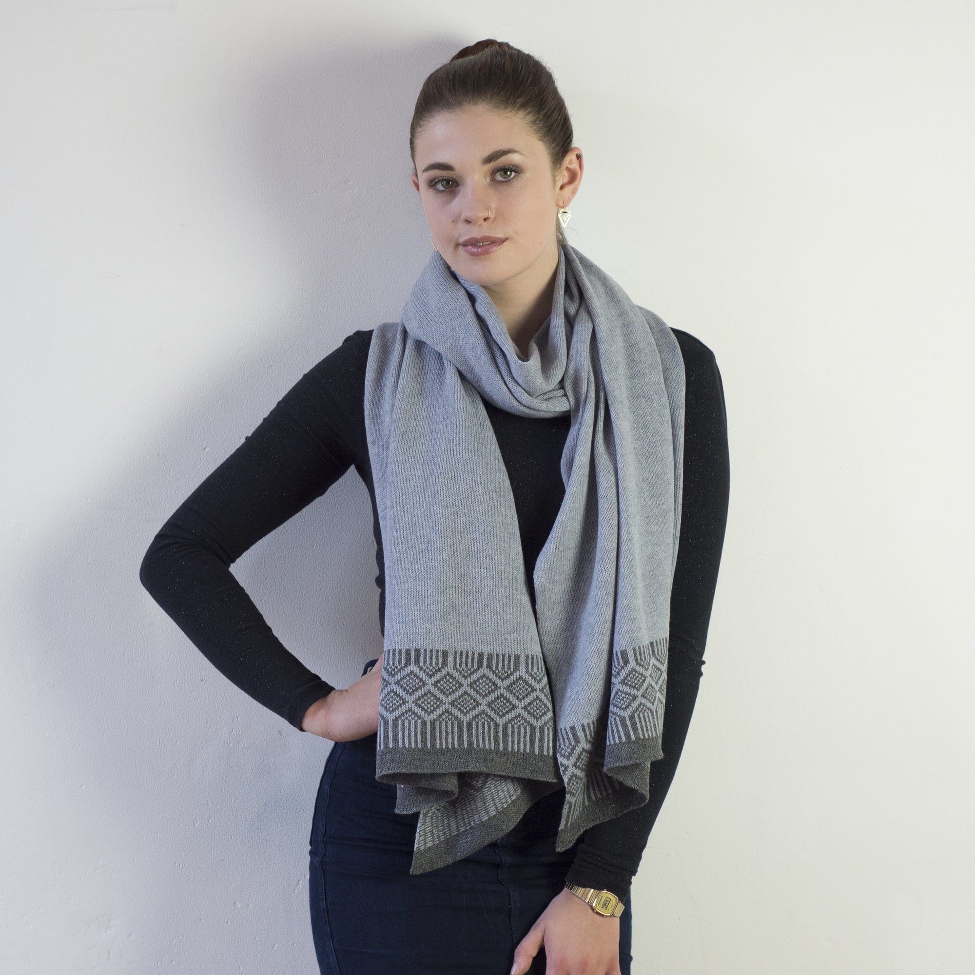 Lambswool wrap - seal and cliff (MADE TO ORDER)