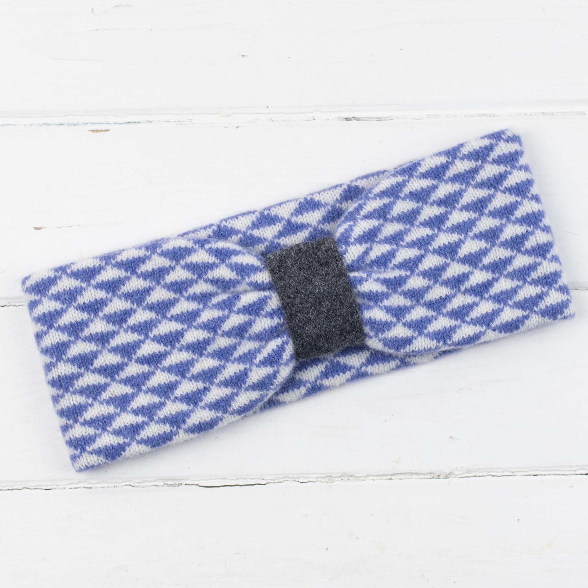 Triangle knitted headband - lilac/white/cliff (MADE TO ORDER)