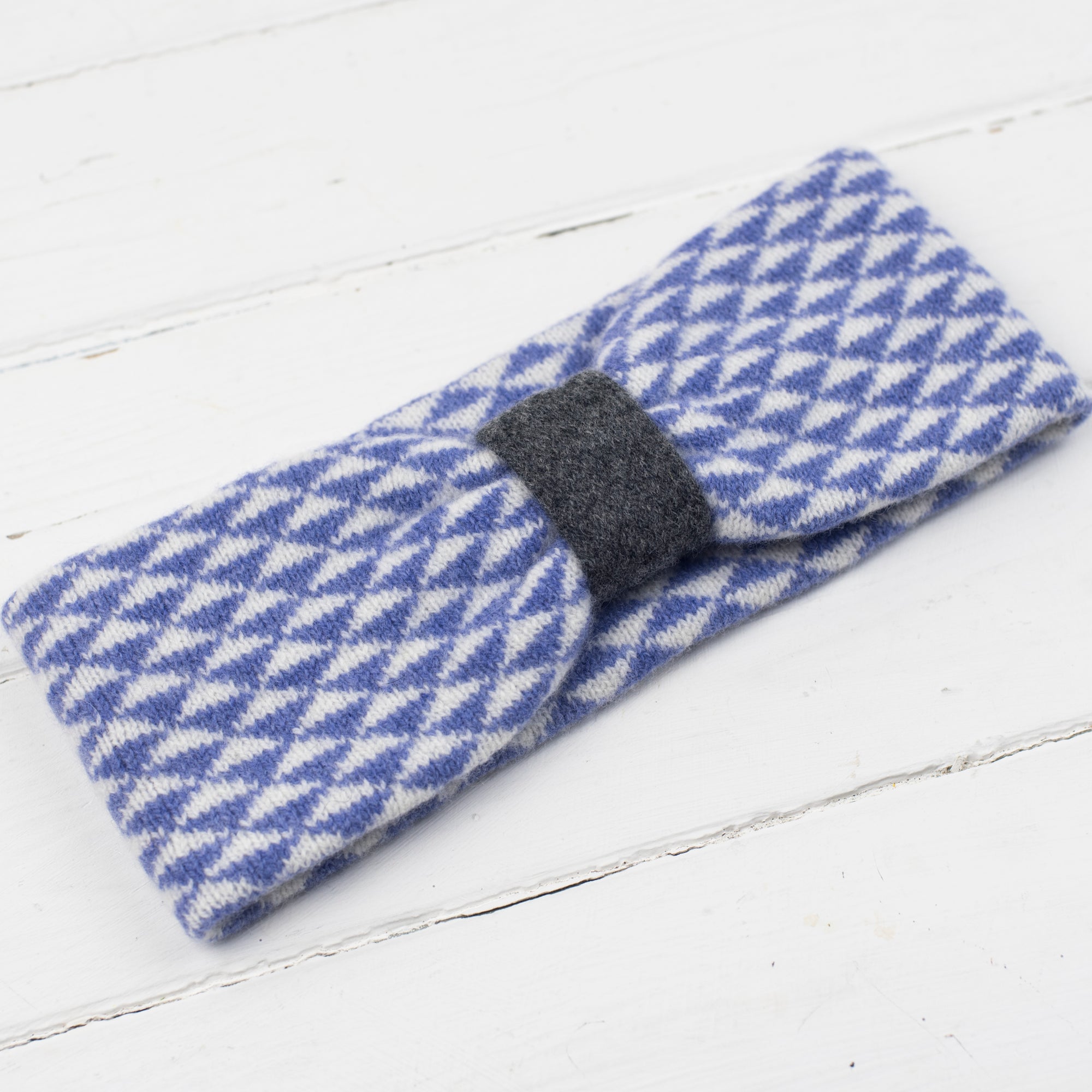 Triangle knitted headband - lilac/white/cliff (MADE TO ORDER)