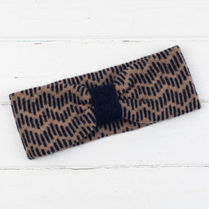 Zig zag headband - camel and navy (MADE TO ORDER)