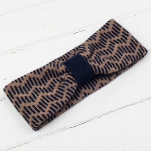 Zig zag headband - camel and navy