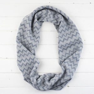 Zig zag circle scarf - seal and white
