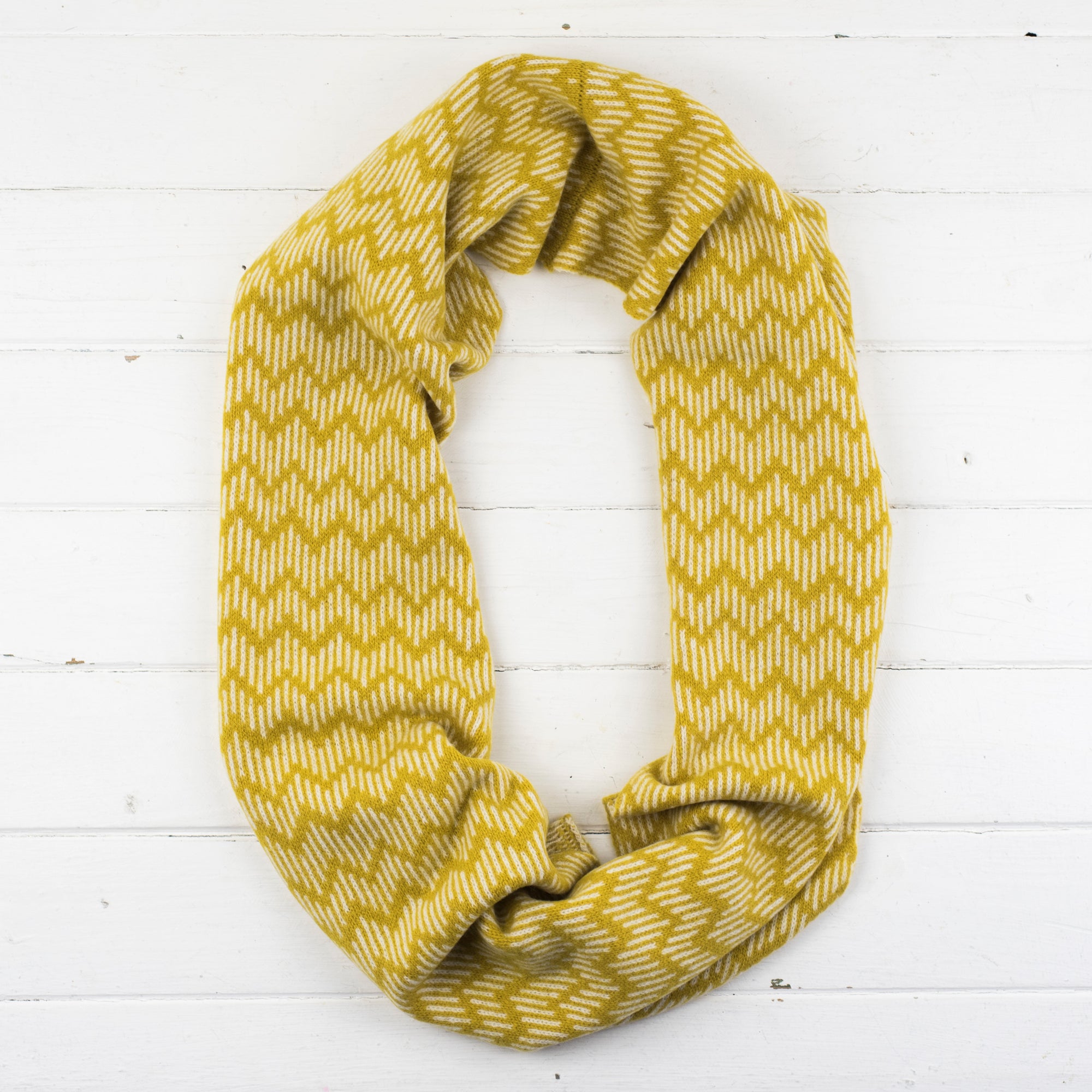 Zig zag circle scarf - piccalilli and cream (MADE TO ORDER)