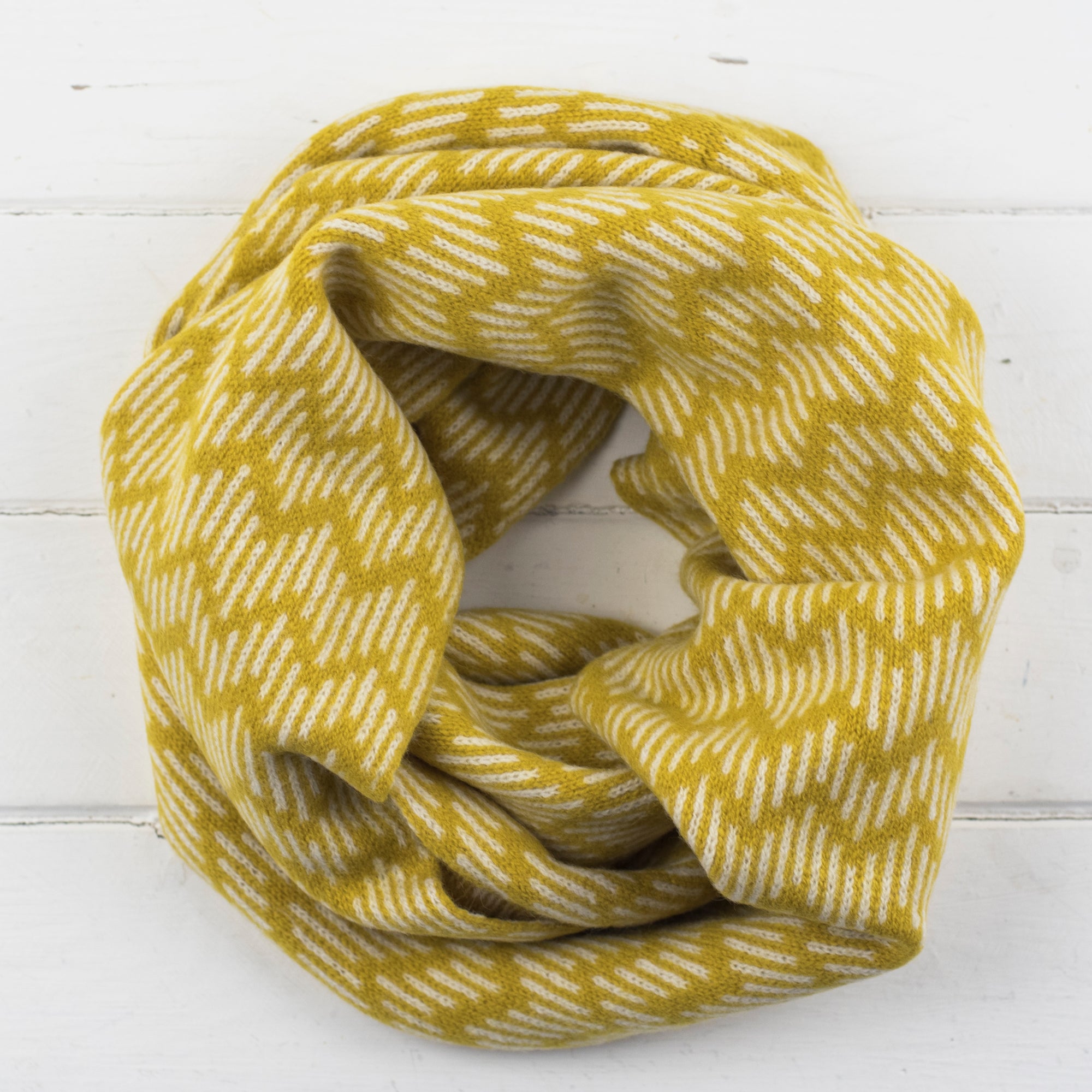 Zig zag circle scarf - piccalilli and cream (MADE TO ORDER)