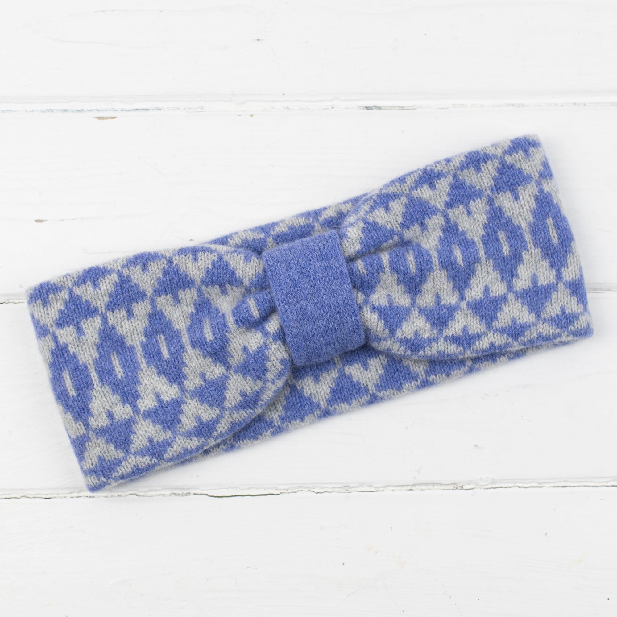 Mirror headband - water iris and grey (MADE TO ORDER)