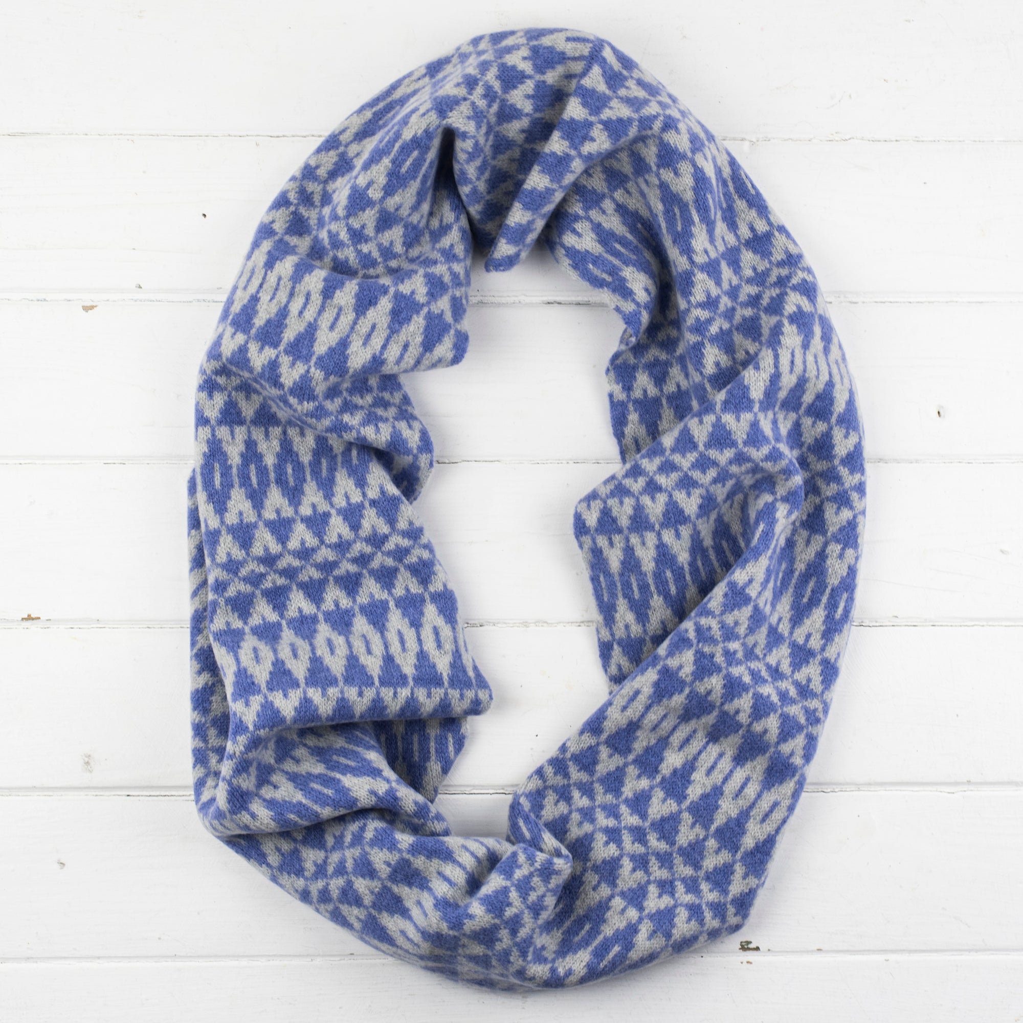 Mirror circle scarf - water iris and grey (MADE TO ORDER)