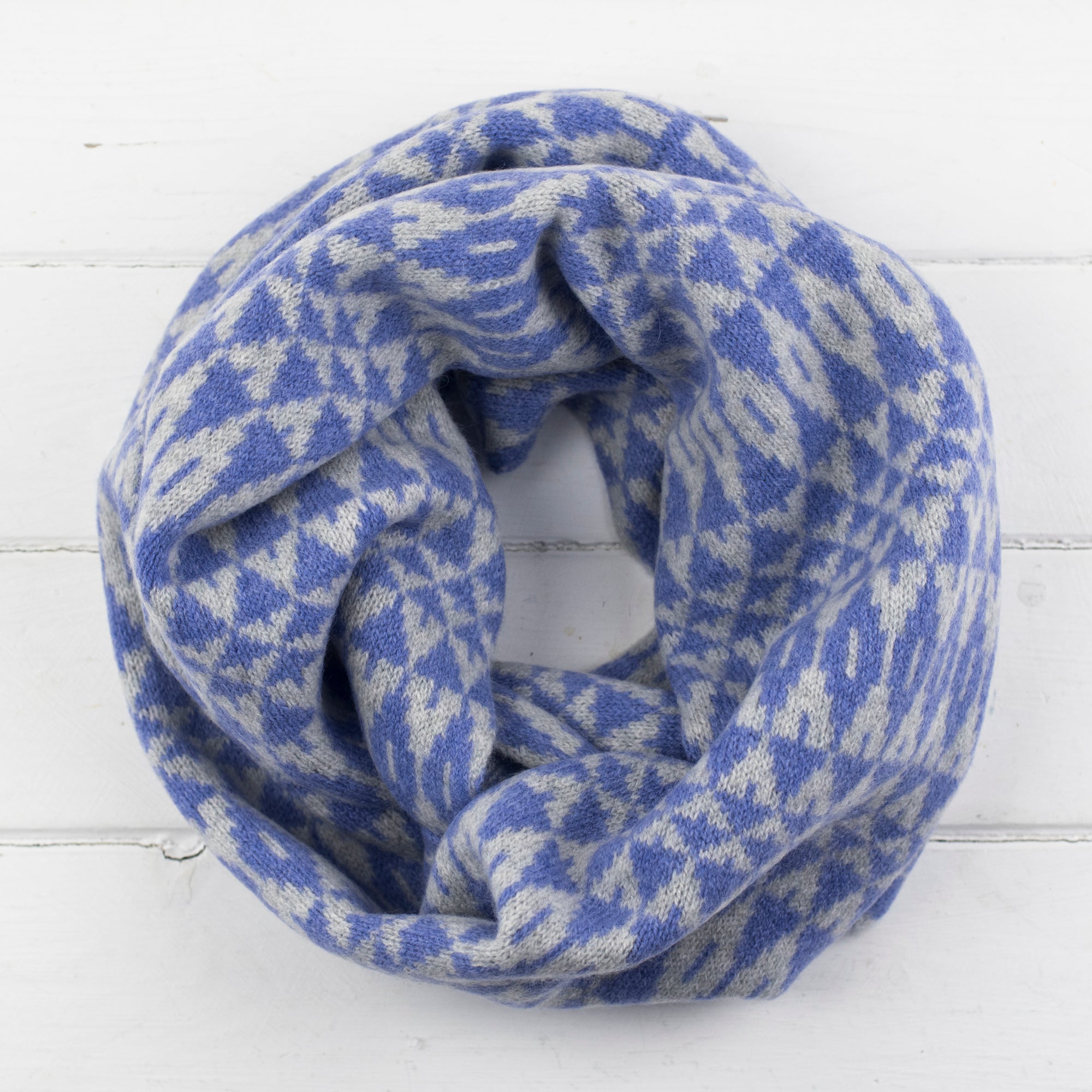 Mirror circle scarf - water iris and grey (MADE TO ORDER)
