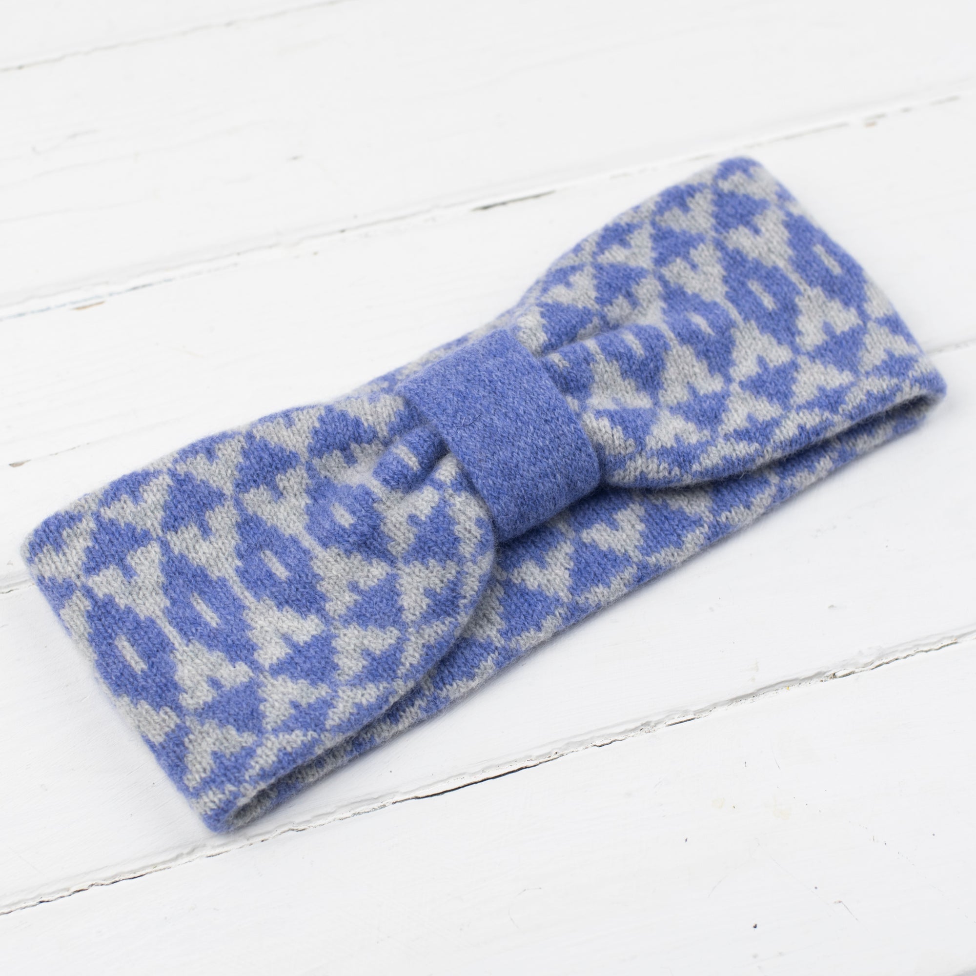 Mirror headband - water iris and grey (MADE TO ORDER)