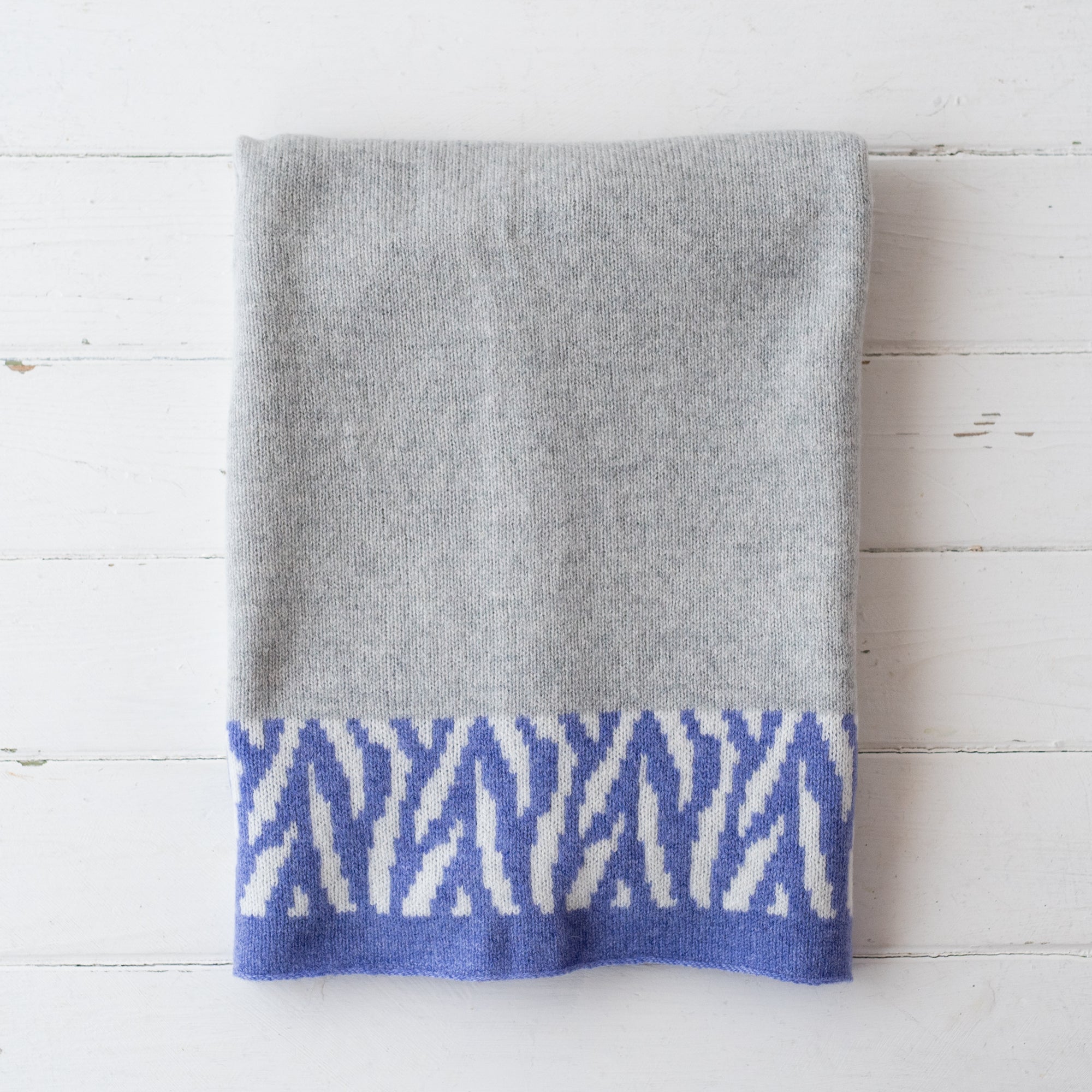Zebra knitted poncho - lilac and grey