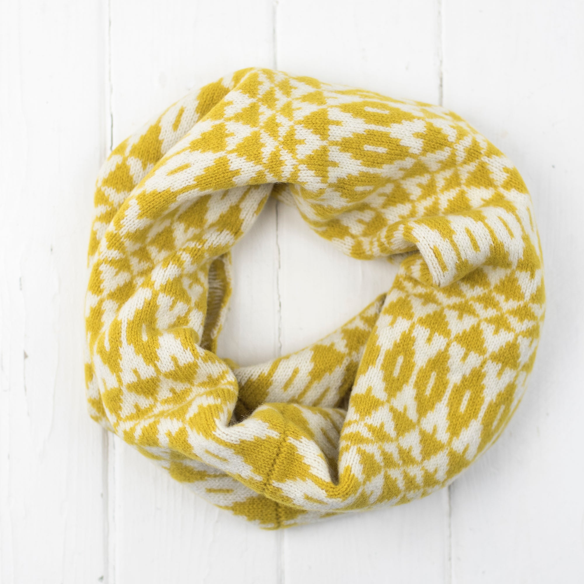 Mirror snood / cowl - piccalilli and cream (MADE TO ORDER)