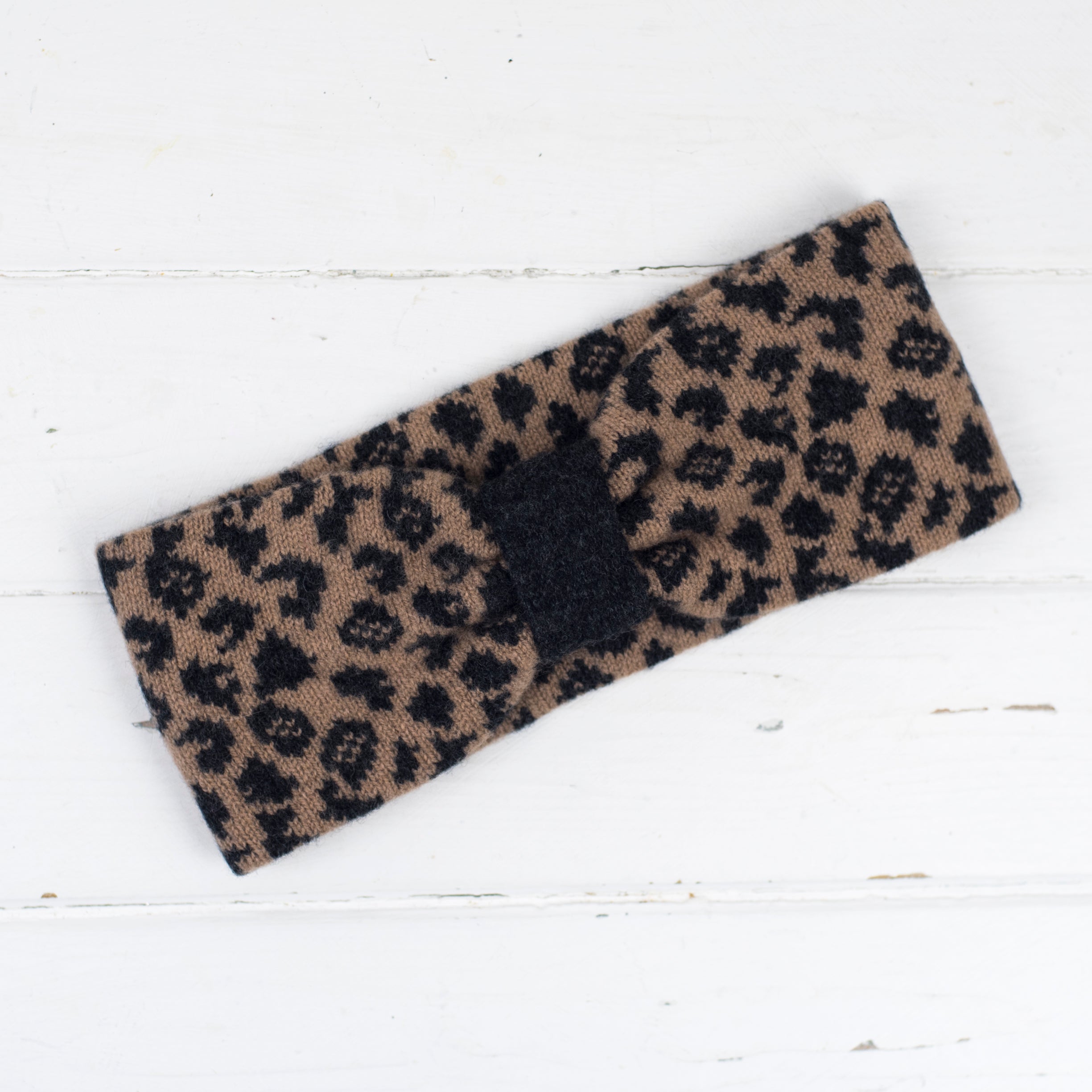 Leopard headband - camel