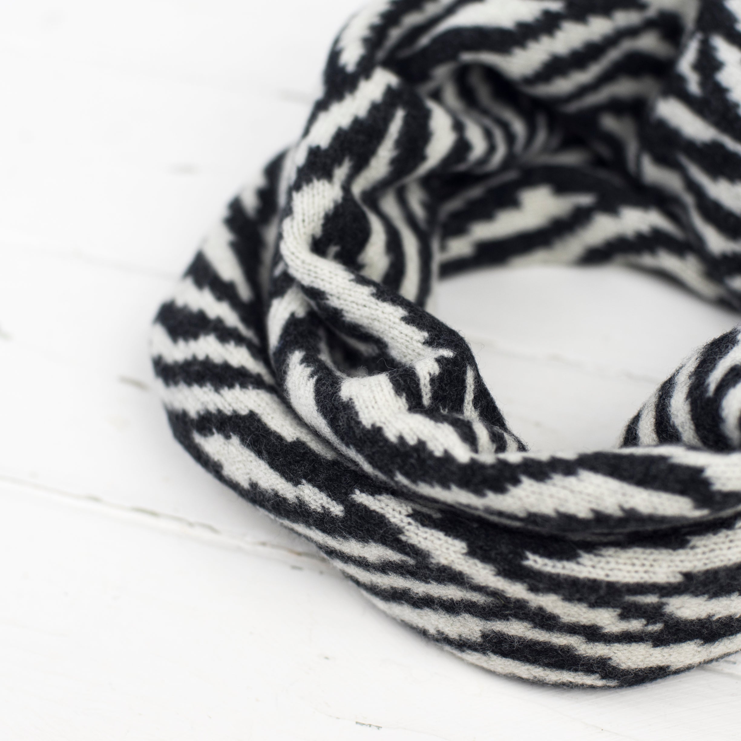 Zebra snood / cowl - monochrome