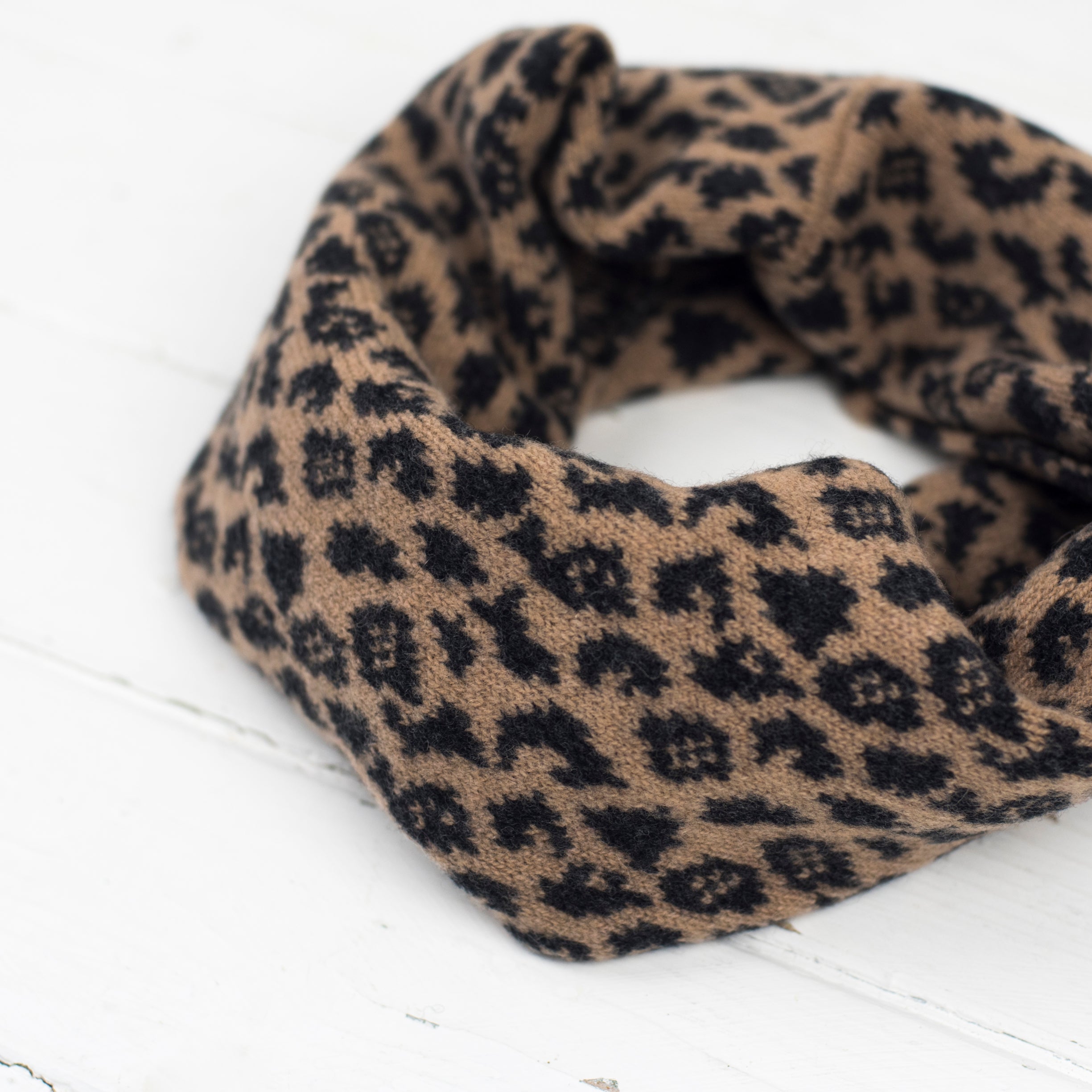 Leopard snood / cowl - camel (pre-order)