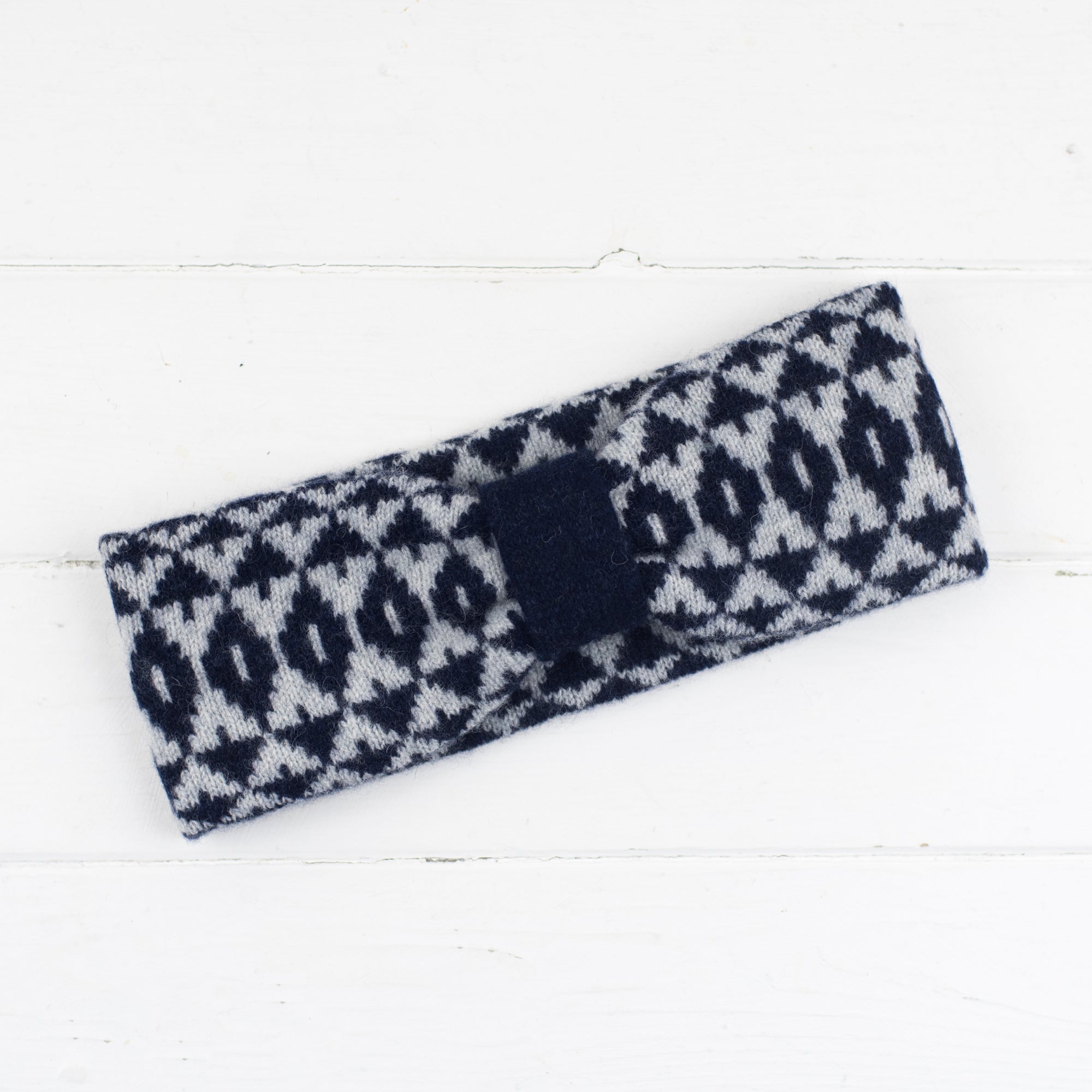 Mirror headband - navy and grey (MADE TO ORDER)