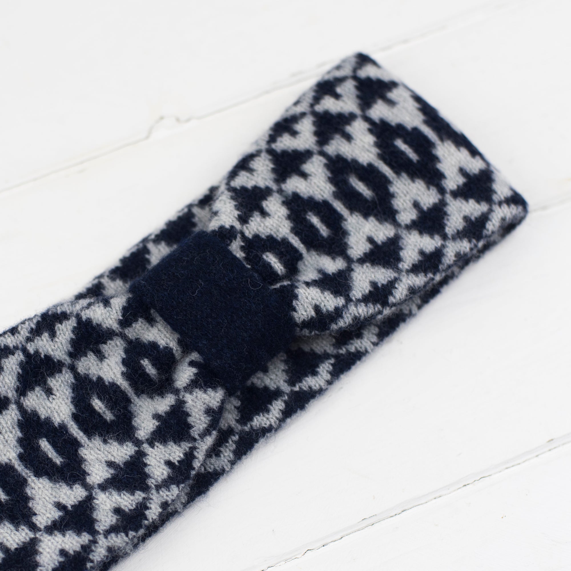 Mirror headband - navy and grey (MADE TO ORDER)