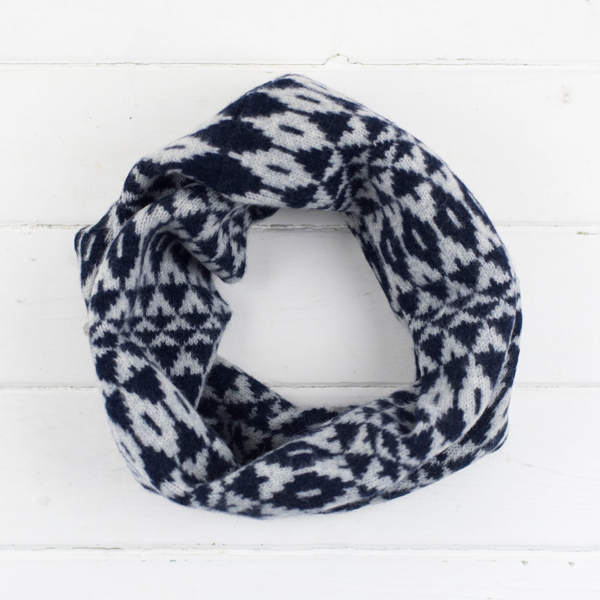 Mirror snood / cowl - navy and grey (MADE TO ORDER)