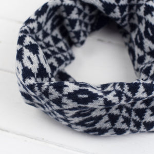 Mirror snood / cowl - navy and grey (MADE TO ORDER)