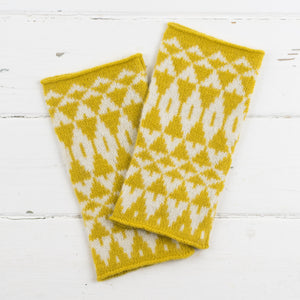 Mirror wristwarmers - piccalilli and cream (MADE TO ORDER)