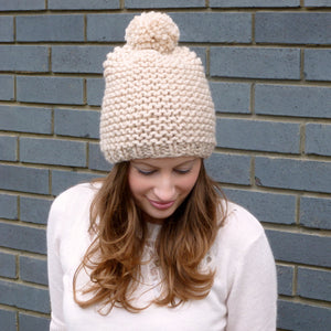 PDF knitting pattern - pom pom hat